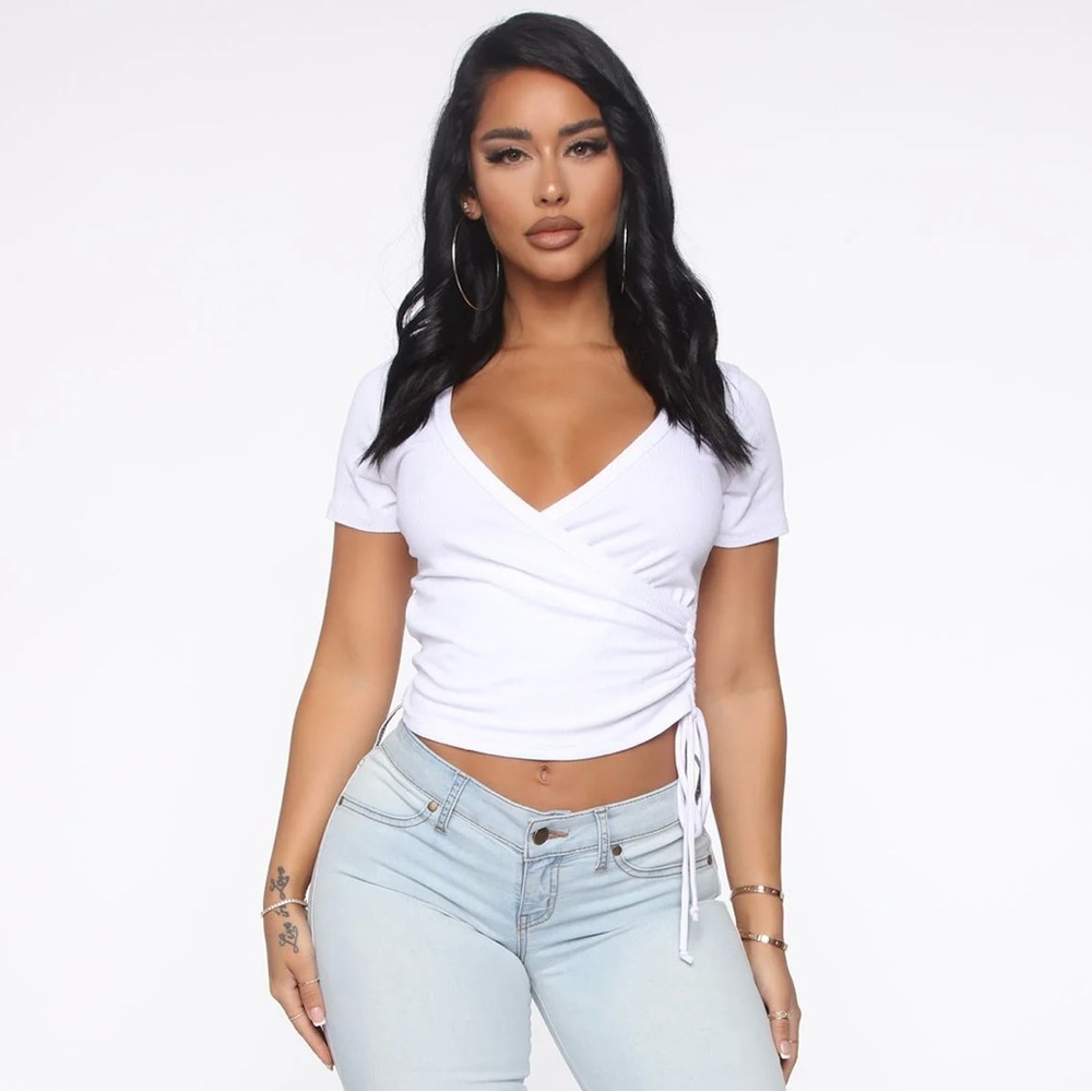 NWT white ruched crop top